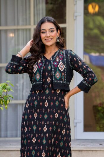 Elegant Ikat Designer Cotton Kurti With Pant