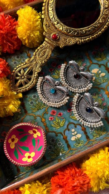Designer Afghani Bajri Turquoise Dangles 🧿🐚