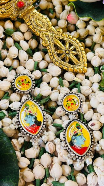 ​Regal Azure: Hand-Painted Enamel Peacock Drops 👑🎨💎