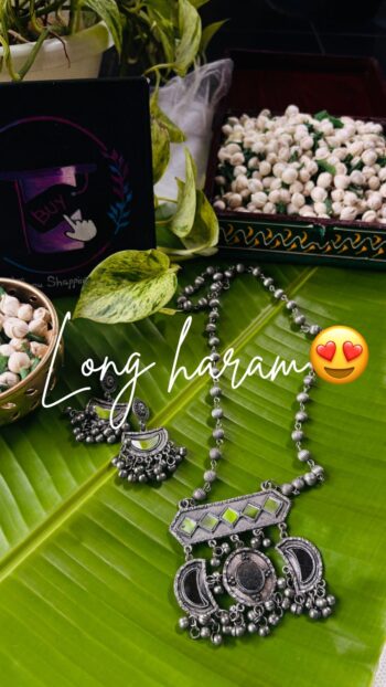 👑 Aaina Heritage Oxidized Statement Necklace 🎞️