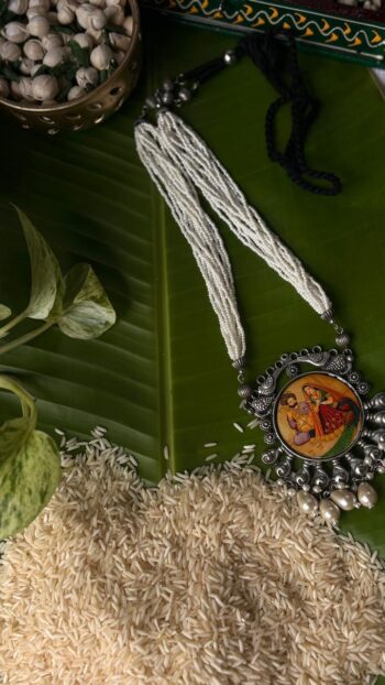 🎨 Vrindavan Heritage Hand-Painted Miniature Necklace ✨