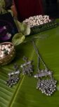 🔔 Oxidized Tribal Pendant with Ghungroos & Beaded Chain