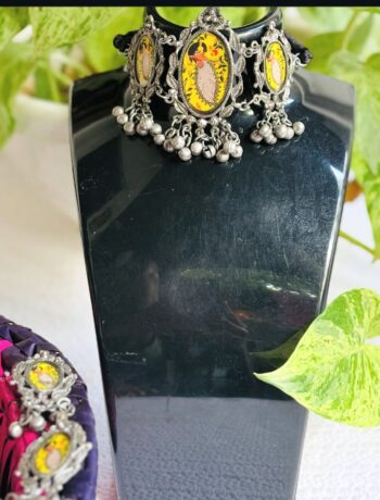 ​🦚 Mayura-Kriti: Hand-Painted Peacock Choker & Earring Set ✨